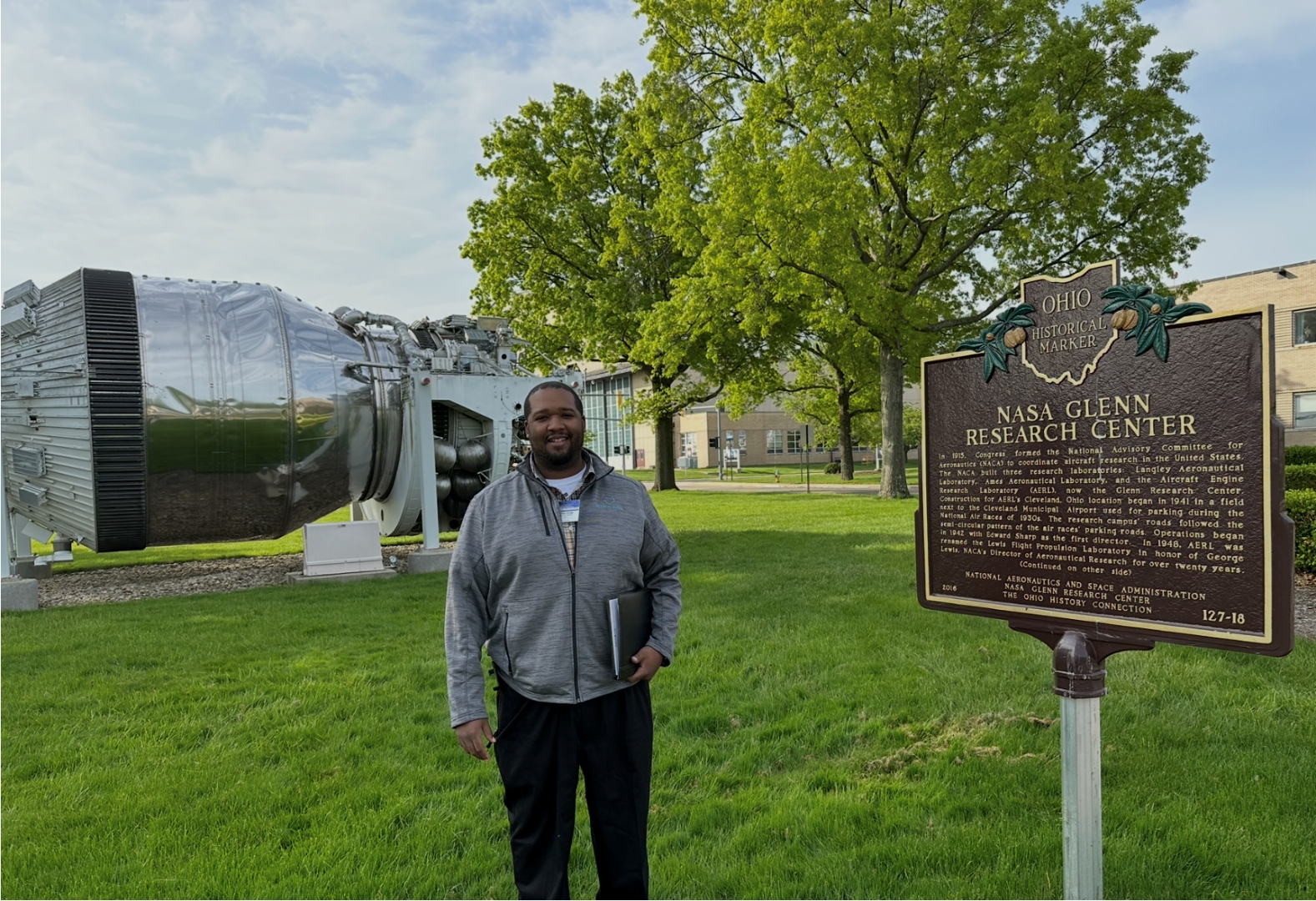 Anthony at the Ohio Historical Marker for NASA Glenn Research Center.